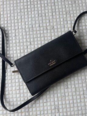 kate spade Black Crossbody Wallet Bag with Gold Logo